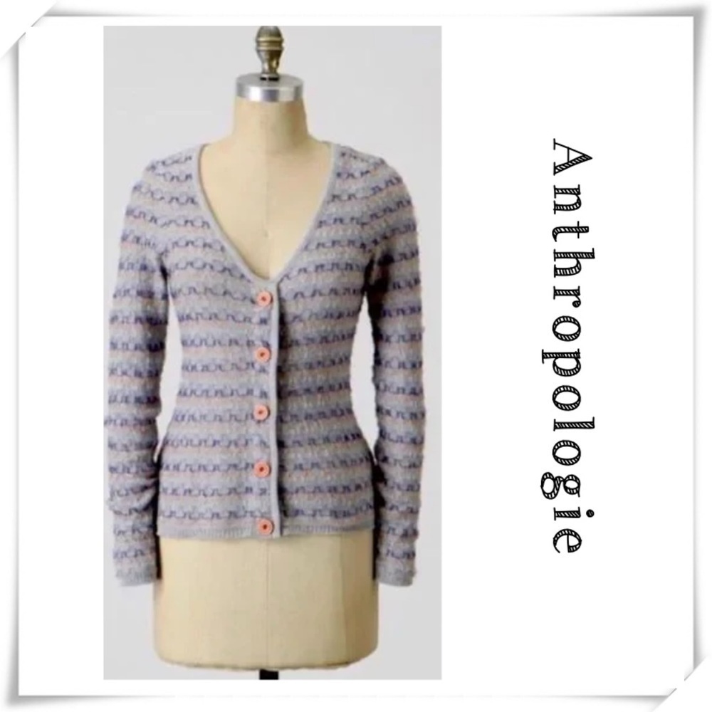 Anthropologie Knitted and Knotted Cardigan in Light Gray Size XS
